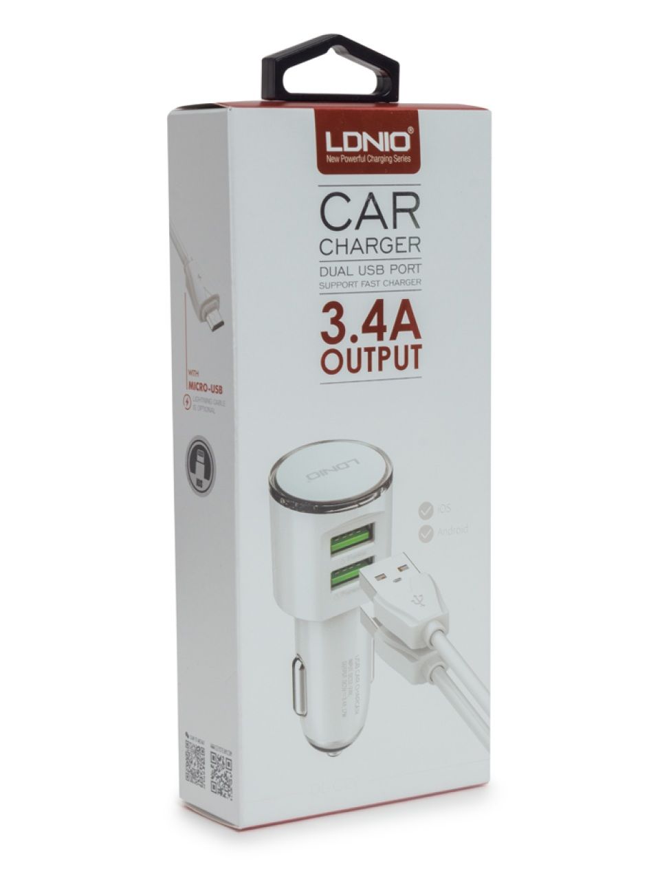 Автомобильное зарядное устройство LDNIO DL-C29 2*USB Lightning Белый