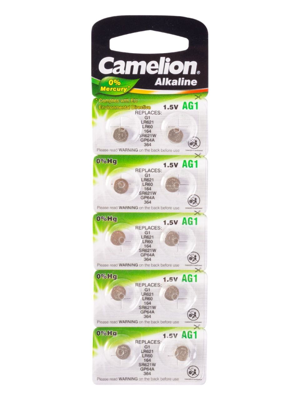 Батарейка CAMELION Alkaline AG1-BP10(0%Hg) 10 шт. в блистере