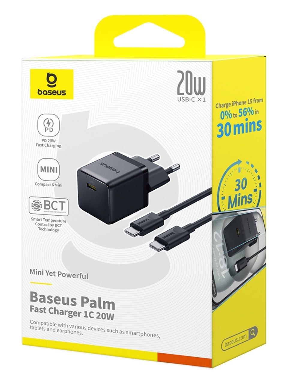 Адаптер питания Baseus Palm 1C 20W Black (P10111602113-01)