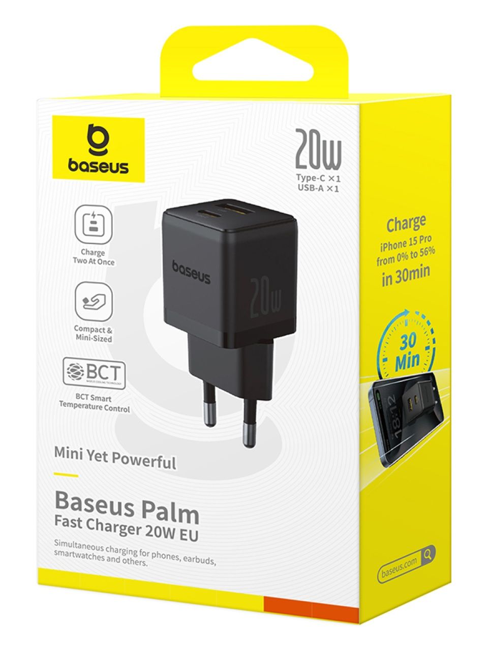 Адаптер питания Baseus Palm C+U 20W Black (P10111608113-00)
