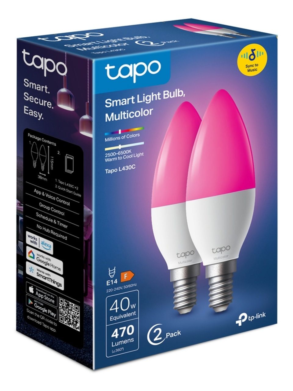 Умная многоцветная Wi‑Fi лампа Tp-Link Tapo L430C(2-pack)