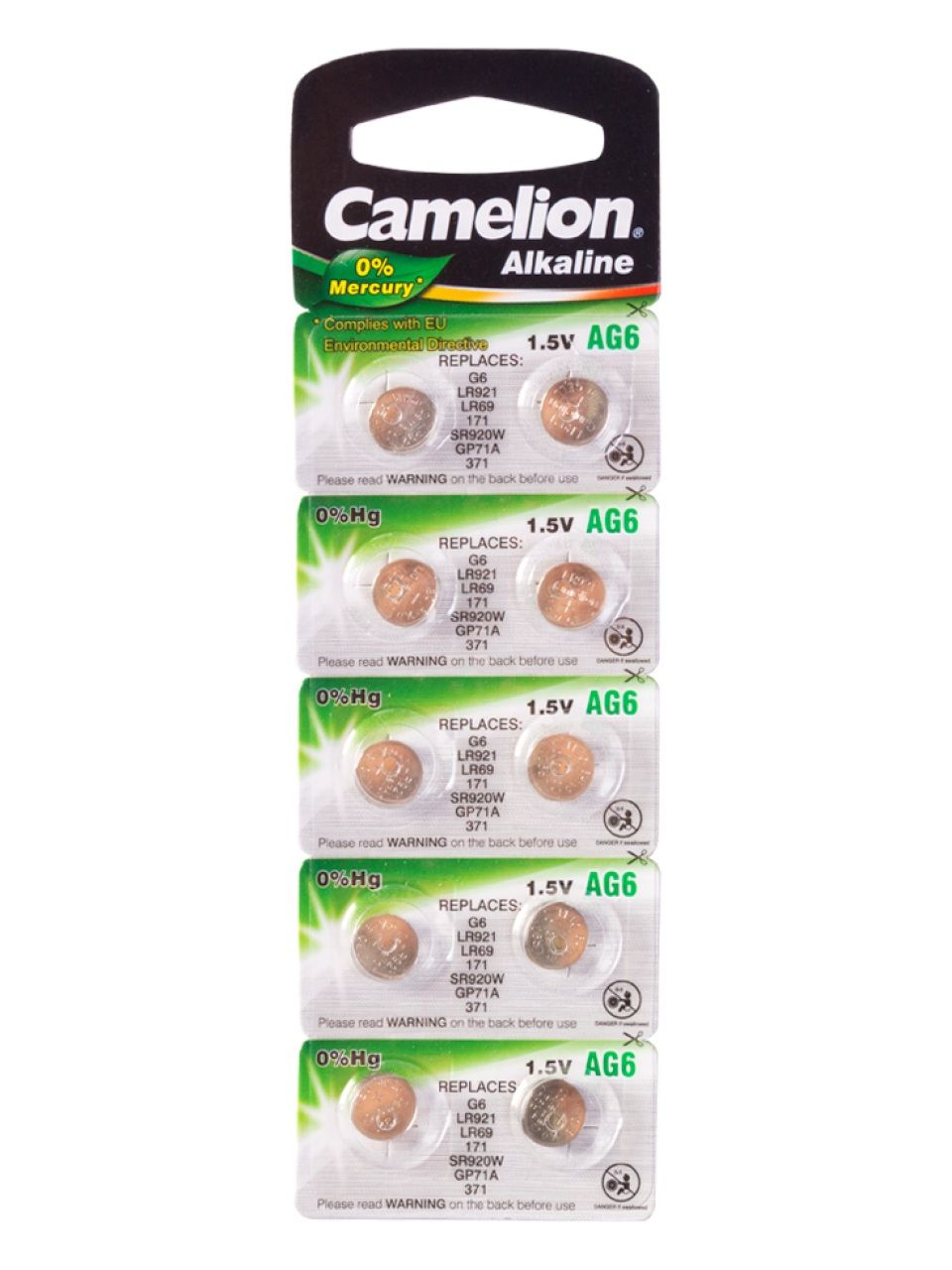 Батарейка CAMELION Alkaline AG6-BP10(0%Hg) 10 шт. в блистере
