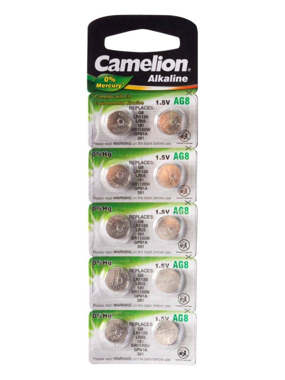 Батарейка CAMELION Alkaline AG8-BP10(0%Hg) 10 шт. в блистере