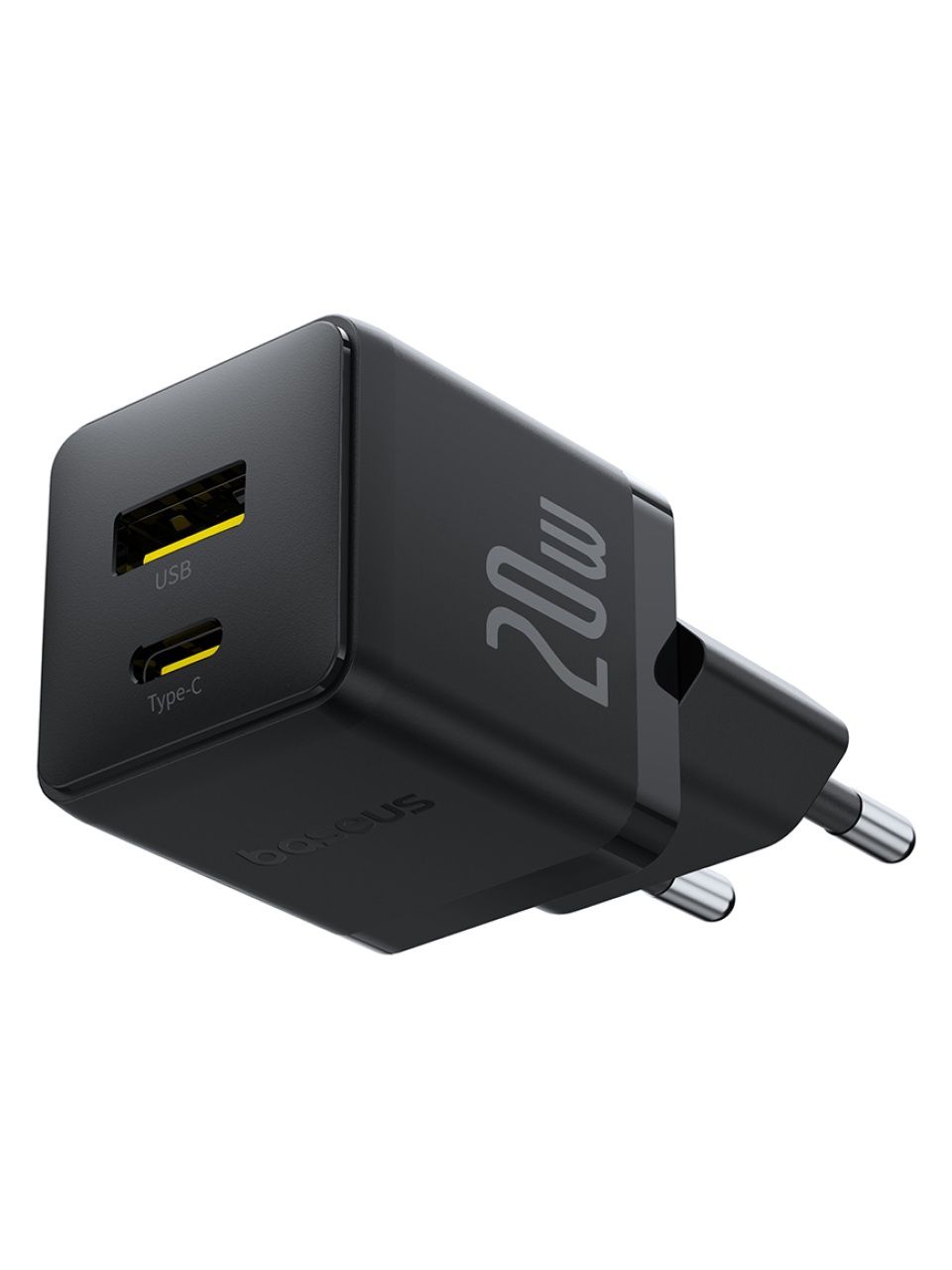 Адаптер питания Baseus Palm C+U 20W EU Black( в комлпекте кабель Type-c) (P10111608113-01)