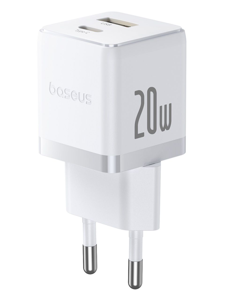 Адаптер питания Baseus Palm C+U 20W EU White ( в комлпекте кабель Type-c) (P10111608213-01)