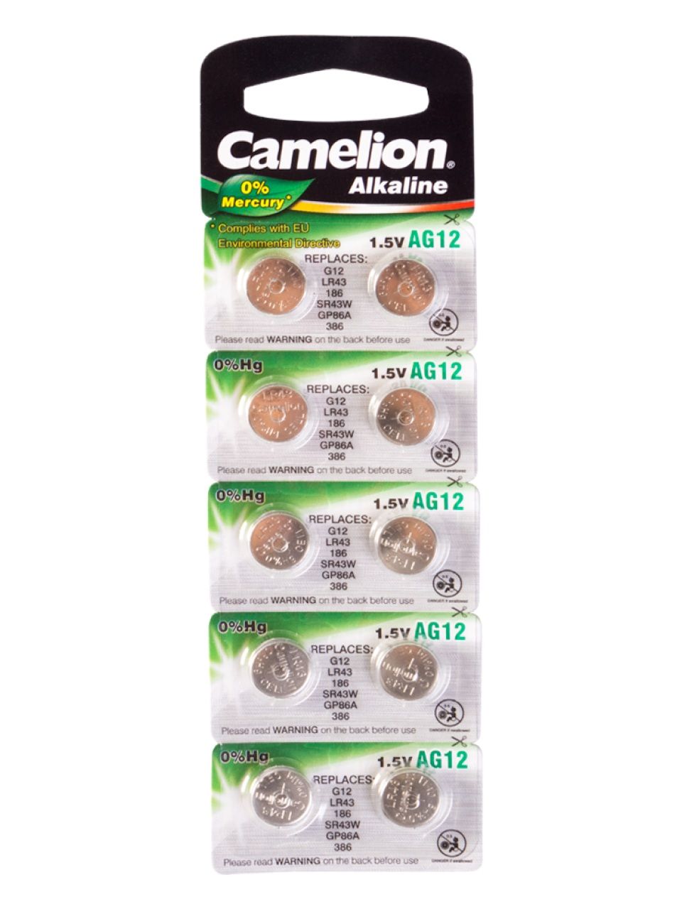 Батарейка CAMELION Alkaline AG12-BP10(0%Hg) 10 шт. в блистере