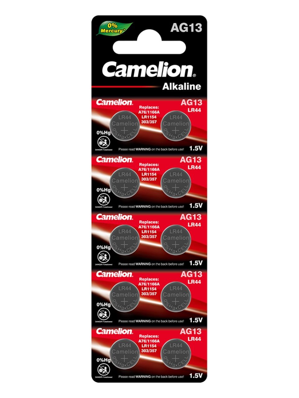 Батарейка CAMELION Alkaline AG13-BP10(0%Hg) 10 шт. в блистере