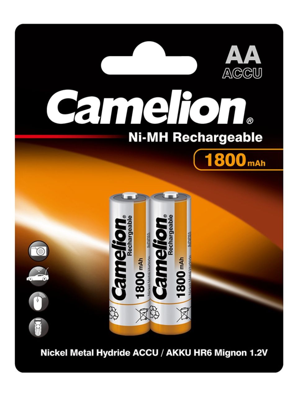 Аккумулятор CAMELION Rechargeable Ni-MH NH-AA1800BP2 2 шт. в блистере