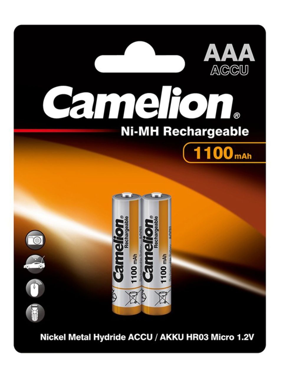 Аккумулятор CAMELION Rechargeable Ni-MH NH-AAА1100BP2 2 шт. в блистере