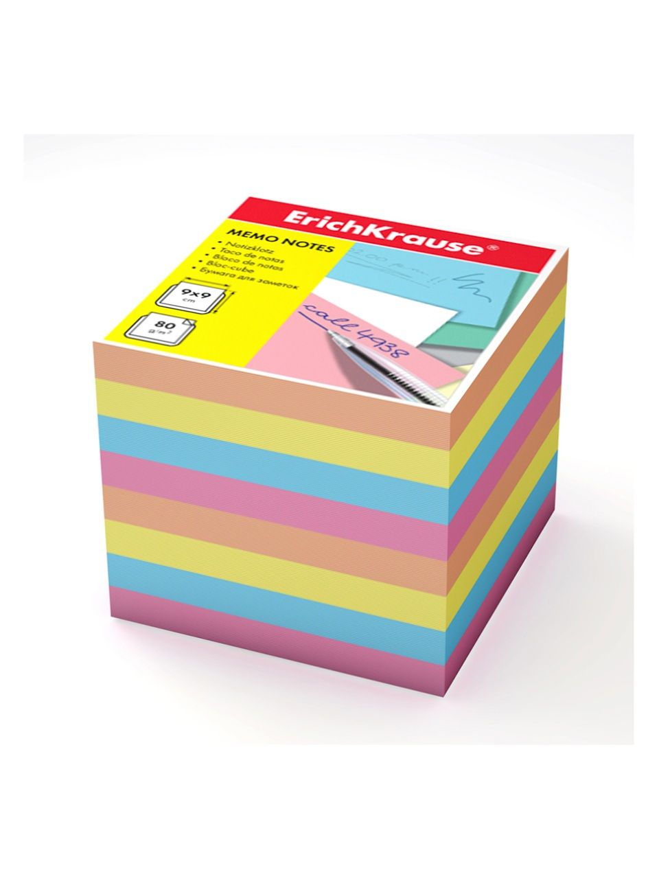Бумага настольная ErichKrause®, 90x90x90 мм., 4 цвета