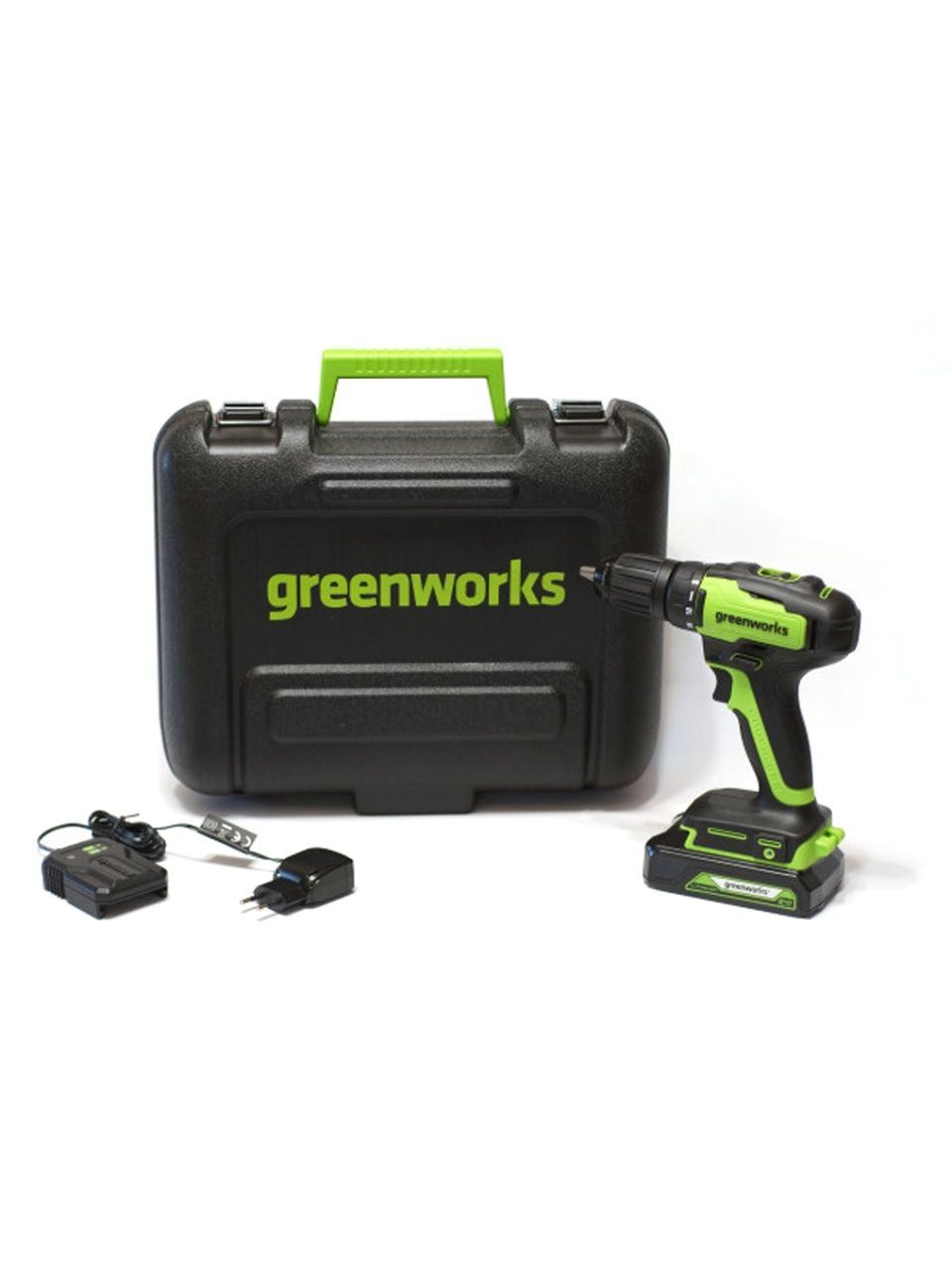 Дрель-шуруповерт аккумуляторная Greenworks 3704007UA, 24V, c 1хАКБ 2 Ач и ЗУ в кейсе