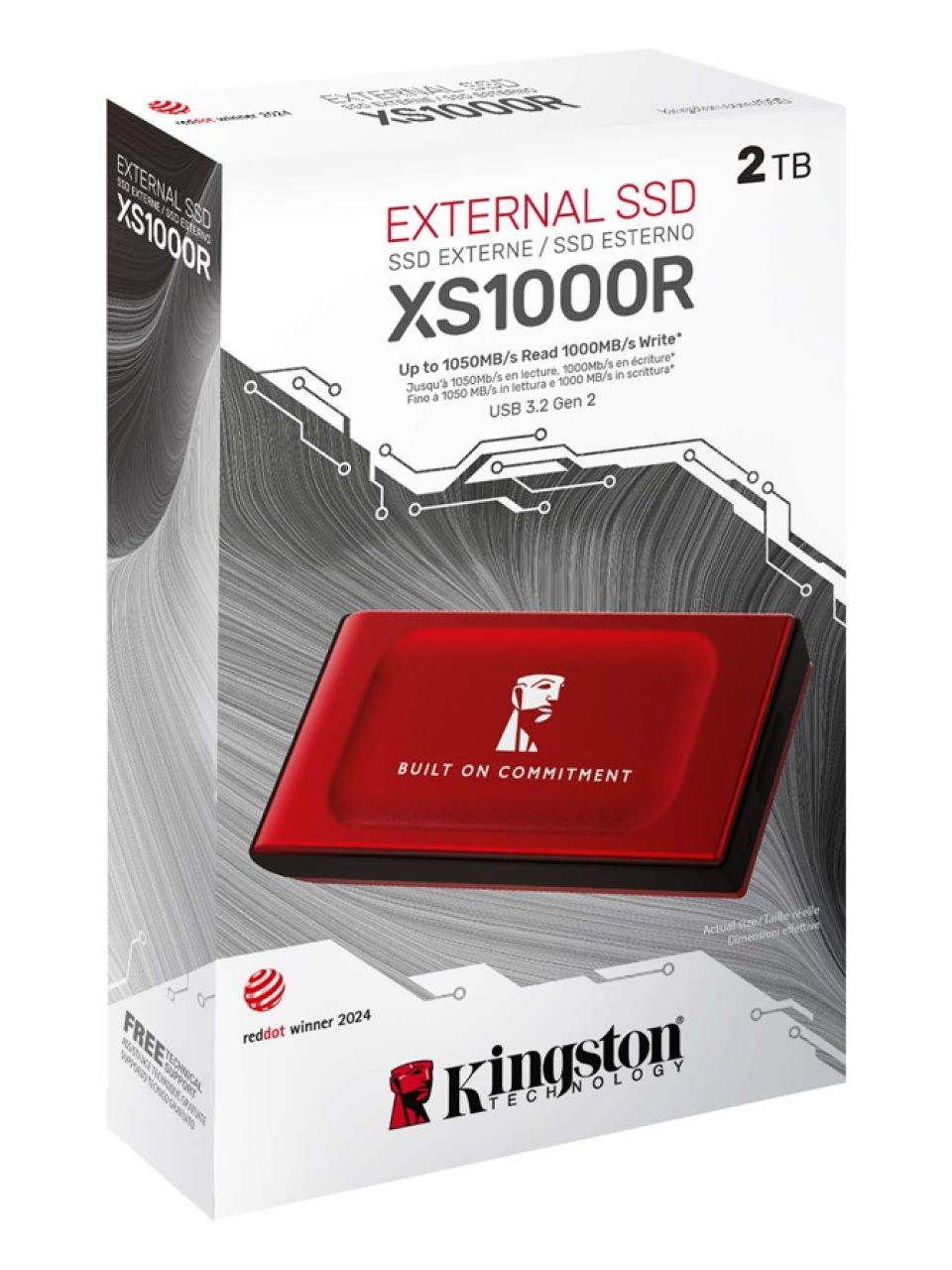 Внешний SSD диск Kingston 2TB XS1000 Красный