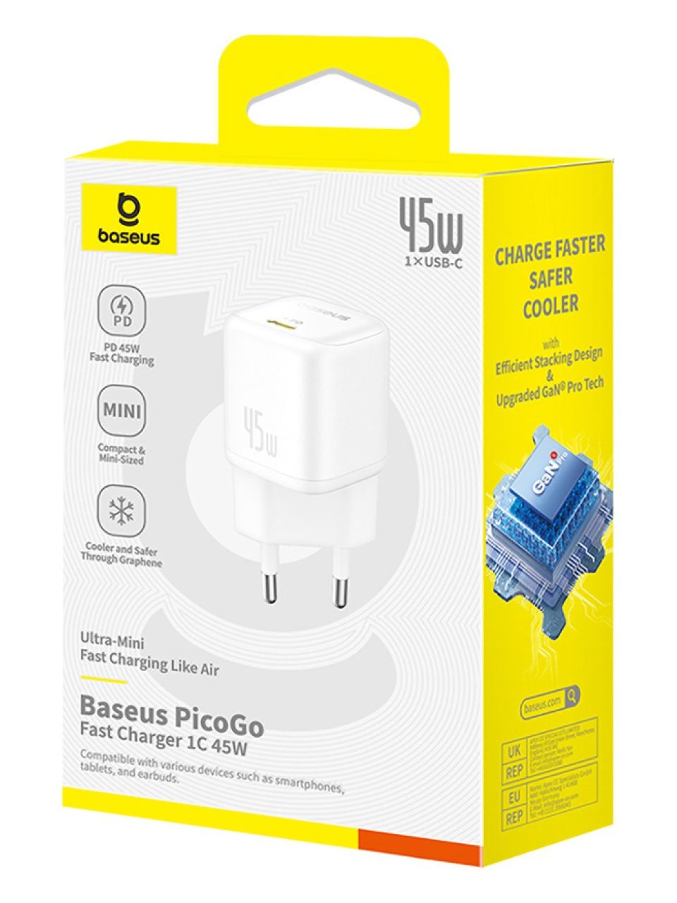 Адаптер питания Baseus PicoGo GaN 1C 45W White (P10176800213-00)