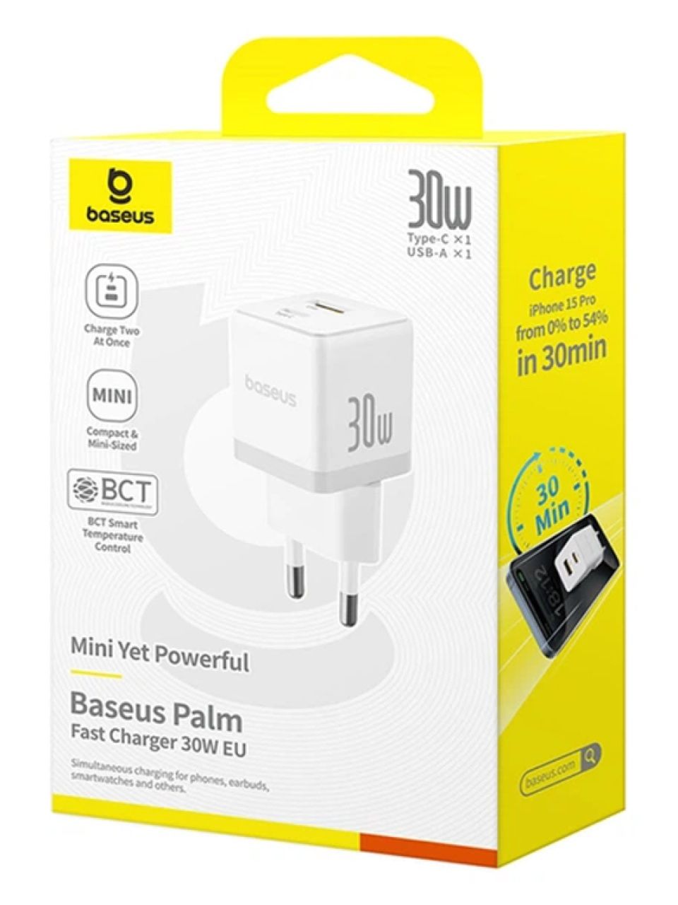 Адаптер питания Baseus Palm C+U 30W White (P1011160A213-00)