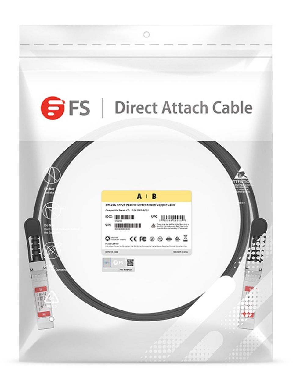 Пассивный кабель FS S28-PC03 25G SFP28 3m